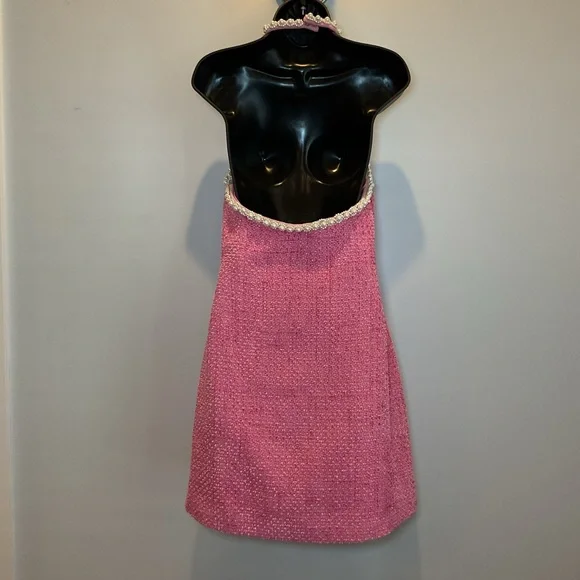 Hyacinth House by Tuckernuck Pink Pearl Halter Mini Dress - Picture 4 of 7